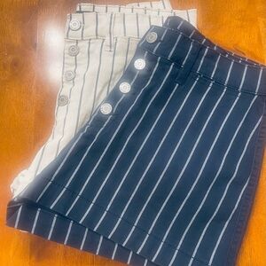 2 pair Sincerely Jules Navy and White Striped Shorts
